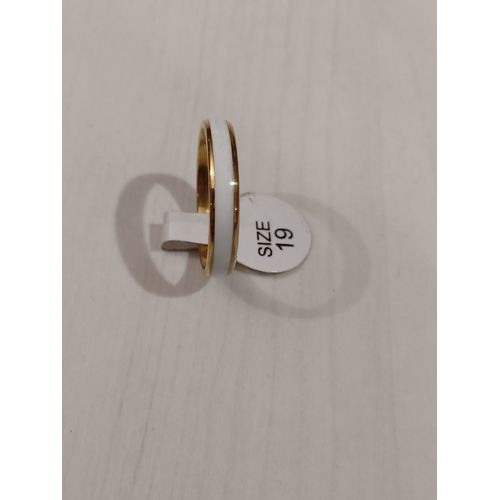 Bague En Acier Inoxydable,Metal Doré,Bande Blanche,Taille 19