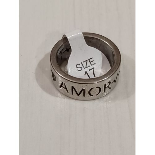 Bague En Acier Inoxydable,Métal Argenté,Amor,Taille 17