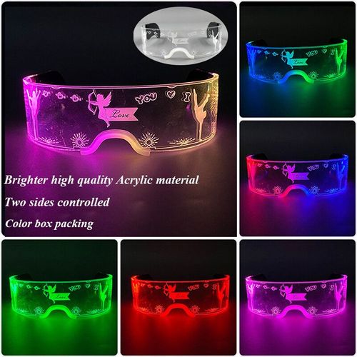 Lunettes Lumineuses Led Colorées Shoous Cool,Néon Brillant,Clignotant,Fête,Boîte De Nuit,Dj,Danse,Décor De Fête - Type High Quality Type D