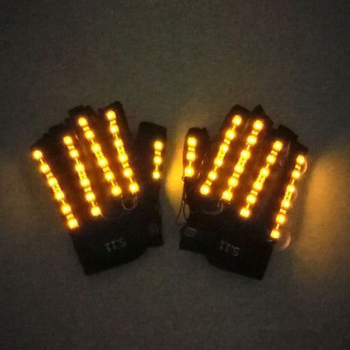 Gants Émettant De La Lumière 6 Couleurs,Dj,Musique,Fête,Cosplay,Performance Sur Scène,Lumineux,Demi-Doigt,Led,Lumières Laser - Type Yellow