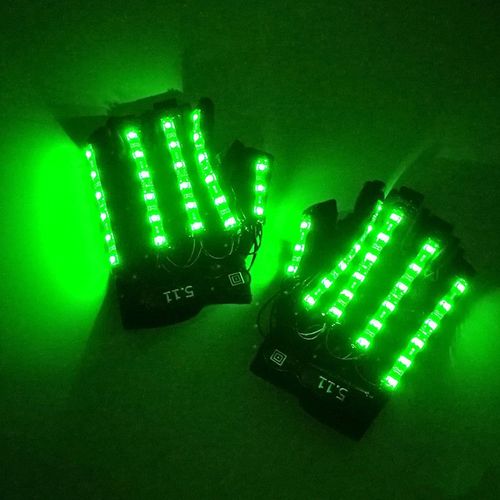 Gants Émettant De La Lumière 6 Couleurs,Dj,Musique,Fête,Cosplay,Performance Sur Scène,Lumineux,Demi-Doigt,Led,Lumières Laser - Type Green