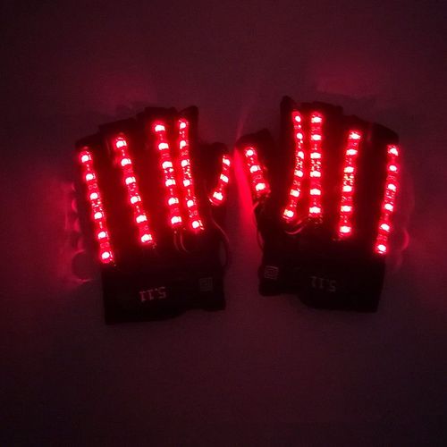 Gants Émettant De La Lumière 6 Couleurs,Dj,Musique,Fête,Cosplay,Performance Sur Scène,Lumineux,Demi-Doigt,Led,Lumières Laser - Type Rouge