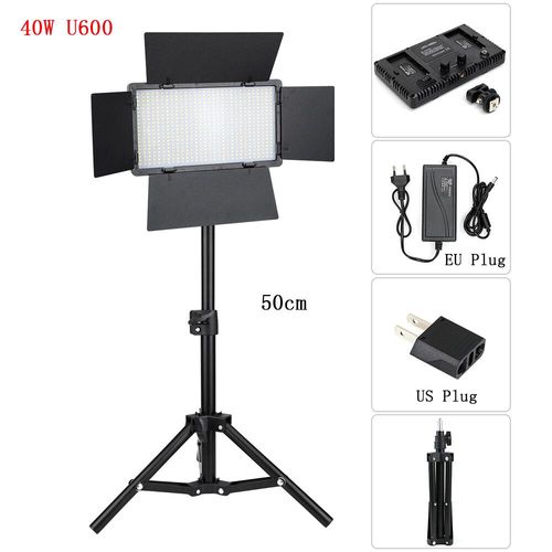 Panneau lumineux LED 3200K-5600K pour Studio Photo,avec trépied,Long bras,prise ue,pour vidéo en direct - Type [U600]-0.5M
