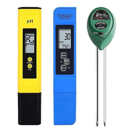 Compteur de pH TDS et testeur de pH de sol 3 en 1 Kit numérique PH / EC, jardin, pelouse, ferme