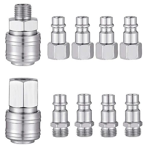10 Pcs Tuyau De Tuyau D¿air Euro Connecteurs, Raccords De Compresseur De Tuyau 1/4 Pouce BSP Filetage Dégagement Rapide Co