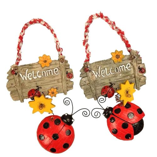 Dessin animé Coccinelle Fleur Carte De Bienvenue Mignon Numéro Ornement Maison Porte Décoration Tournesol Liste Signe Artisanat