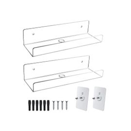 2pcs Étagère Murale En Acrylique Transparent Étagères Flottantes De Livre Pour Mur, Étagères Murales D¿Affichage Pour Salle De Bain, Be