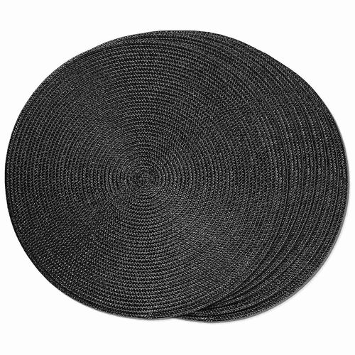 Sets De Table Tressés Ronds 6 Sets De Table Pour Tables À Manger Tissés Lavables Non Sets De Table 15 Pouces Noir