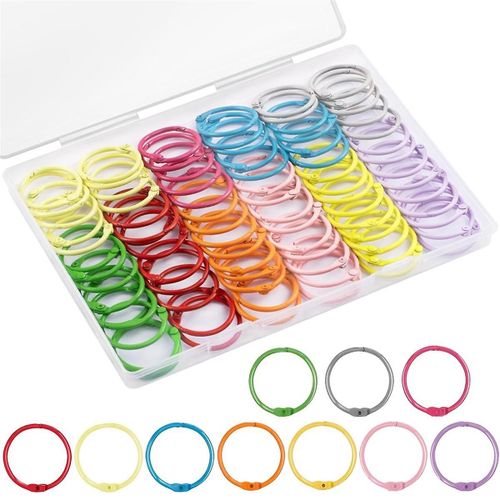 100pcs Anneaux De Reliure Avec 1 Boîte De Rangement Transparente - 1 1/5 Pouce Coloré Métallique Feuilles Lâches Papier Anneaux
