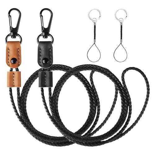 2 Pcs Lanières En Cuir Tressé Pour Badges D¿Identification Détenteurs Clés Longue Sangle Cou Longe Porte-Clés Pour Hommes
