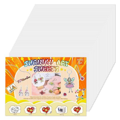 Papier D¿Art Rétractable, 18 Pièces Feuilles De Papier Rétractable Film Plastique Rétractable Pour Porte-Clés Et Enfants - Marquage D¿Artisanat D¿Art