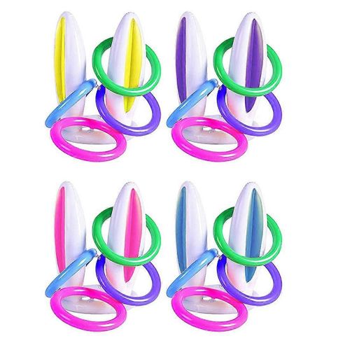 Lapin Gonflable De Pâques Ring Toss Game 4 Pack,Oreilles De Pâques Ring Toss Games Cadeau De Jouets Gonflables