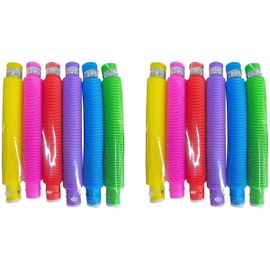 12 Pcs/Pack Tubes Jouet Sensoriel Pour Adulte Stress Soulager Jouets Enfants Autisme Anti Stress En Plastique Soufflet Squeeze Jouet