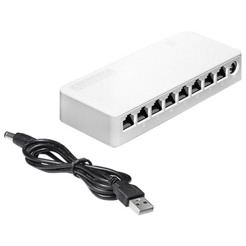 8 Ports 100Mbps Ethernet Switch Mini Switch Portable Ethernet Splitter Hub avec Câble USB pour Dortoir De Bureau À Domicile