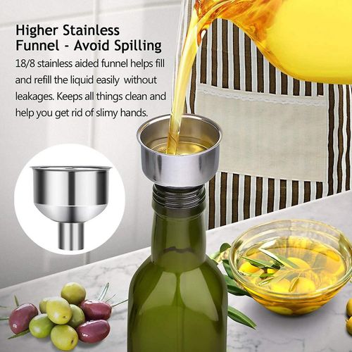 Huile d¿olive en verre -500 ml d¿huile verte et de vinaigre avec verseur et entonnoir-carafe d¿huile d¿olive