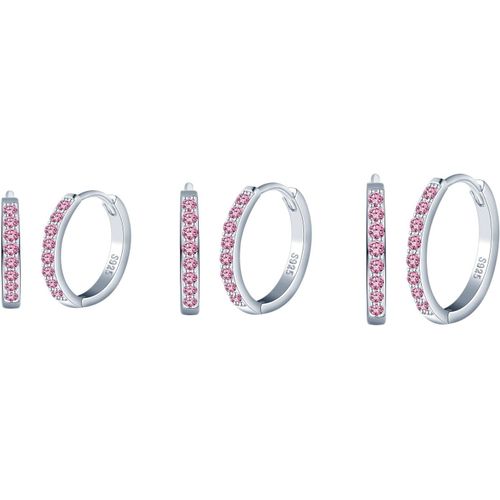 Boucles D'oreilles Femmes Filles Créatives Bagues D'oreilles Créoles Zirconia Elégantes En Argent 925 Diamètre 1,5cm/1,2cm/1cm Set De Trois Paires Bijoux Parures De Mariage