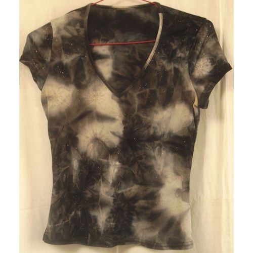 T-Shirt Pailleté Gris Et Blanc