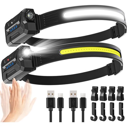 Lampe Frontale Rechargeable, 2pcs Lampe Frontale Led Ultra Puissante 230° À 7 Modes, 22 Heures D'autonomie, Usb Rechargeable Waterproof Lightweight Frontale Pour Courir,Camping,Chasse