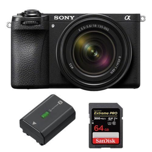 Appareil photo sans miroir Sony a6700+objectif Sony E 18-135mm F 3.5-5.6 OSS+batterie Sony NP-FZ100+SanDisk 64Go Extreme Pro SDXC UHS-II U3 V90 300 Mo/s