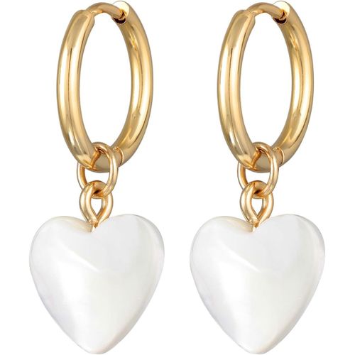 Boucles D'oreilles Femmes Créoles C?Ur Pendentif Couleur Or Avec Coquillages[X1743]