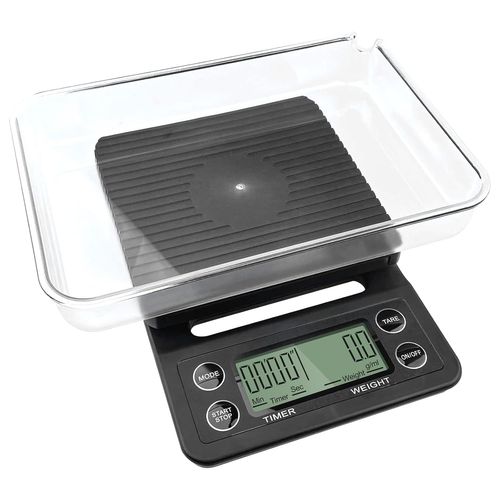Balance De Cuisine 5kg/0.1g Noir, Balance Café Numérique Avec Minuteur, Balance Café Haute Précision Avec Affichage Lcd Pour Barista, Balance Cafe Avec Bol, Fonction Tare Et Timer