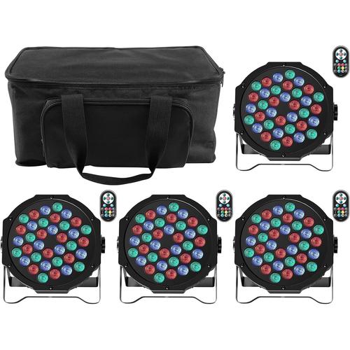 4Pcs Par Led Dmx Avec Sac, Rgb 36 Led Lampe De Scène Avec Télécommande, Éclairage Scène Avec Contrôle Dmx Et Son Activé Pour Fête Bar Bande Mariage Halloween Noël[KIT106772]