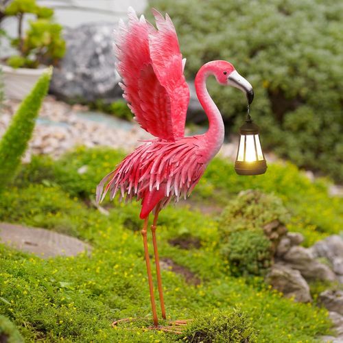 Figurine Décorative Flamant Rose Avec Lampes Solaires - Décoration De Jardin Pour L'extérieur - Figurines De Flamant Rose - Lampes Solaires Pour L'extérieur - Cadeaux Pour Femme - Anniversaire