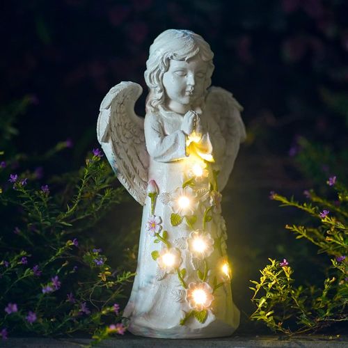 Fairy Angel Figurine Statue Jardin Exterieur - Ange Solaire Sculptures Deco Avec 6 Lampe Led Solaire Pour Exterieur Decoration Idee Cadeau Femme Maman Decor Imperméable Pour Balcon Chambre