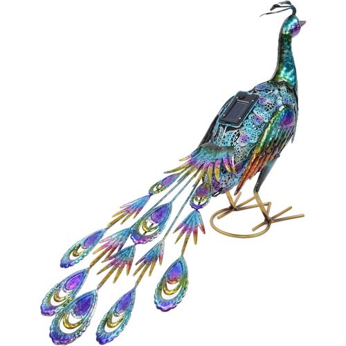 Lampe Solaire, Statue De Jardin De Paon Exquise Avec Queue Pour Décoration Extérieure Pour Pelouse
