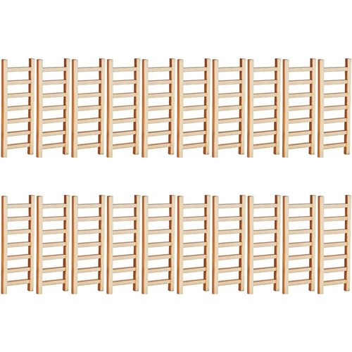 Lot de 20 mini échelles en bois pour travaux manuels, décoration de jardin féerique, pot de fleurs, bonsaï (9 x 3 cm)