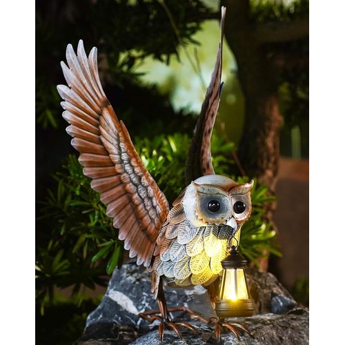 Hibou En Métal Avec Lampes Solaires Décoration Salon Et Jardin : Hiboux Oiseau Figurines De Jardin Pour L'extérieur Cadeaux Amusants Pour Femmes Hommes Maman Chambre Jardin Balcon Résistant Aux