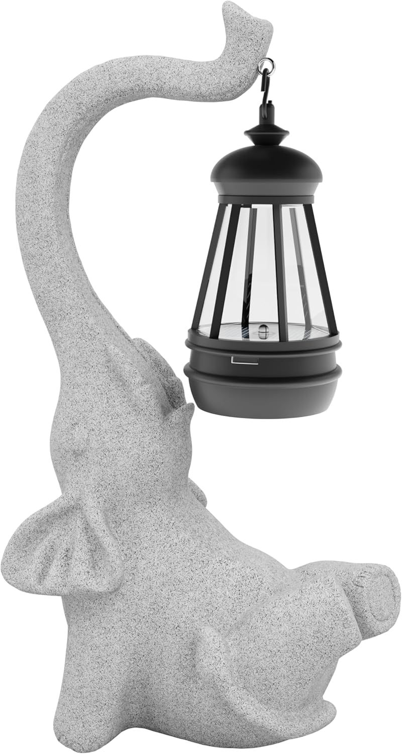 Ornements De Jardin En Forme D'éléphant Avec Lampes Solaires, Décoration De Jardin, Lumières Led D'extérieur Étanches Ip65, Cadeaux D'éléphant Pour Femme (Visage