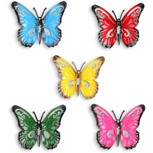 Lot De 5 Décorations Murales En Métal En Forme De Papillon Pour Extérieur, Abri De Jardin, Clôtures, Cour