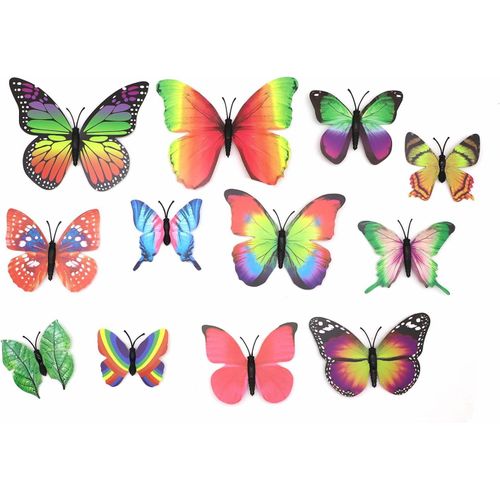Lot De 12 Décorations Murales En Forme De Papillon Pour Intérieur Et Extérieur, Jardin, Cour, Abris De Jardin, Maison, Murs, Clôtures, Décoration (3 Tailles) 7/9/12 Cm (Rouge)
