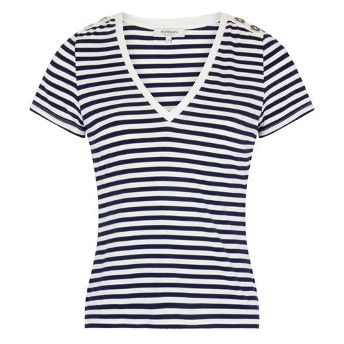 Tee Shirt Manches Courtes Morgan Dina Ivoire Tshirt Mc Bleu Marine L