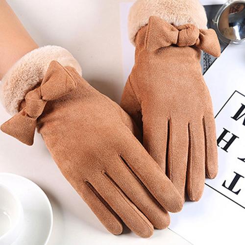 Gants D'hiver Pour Femmes Avec Doigts Tactiles, Gants Chauds En Daim, Moufles Thermiques Coupe-Vent Pour Textos - Kaki + Noir