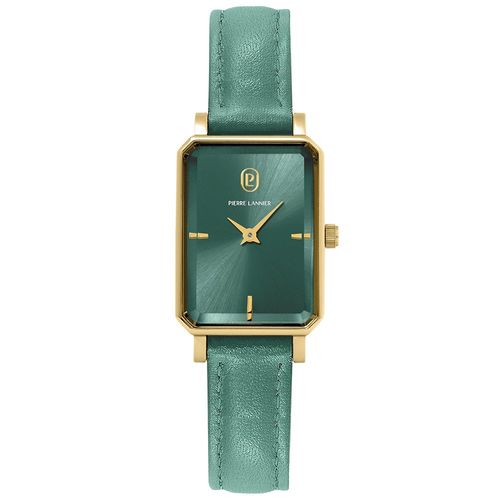 Montre Femme Ariane Doré Cadran Vert Bracelet Cuir Vert 12 Mm