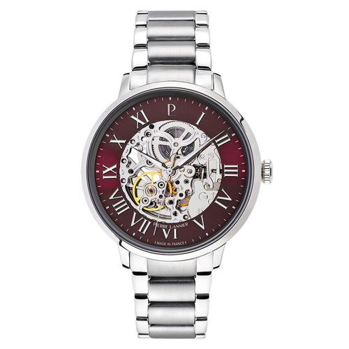 Montre Homme Automatic Argenté Cadran Bordeaux Bracelet Acier Argenté 20 Mm