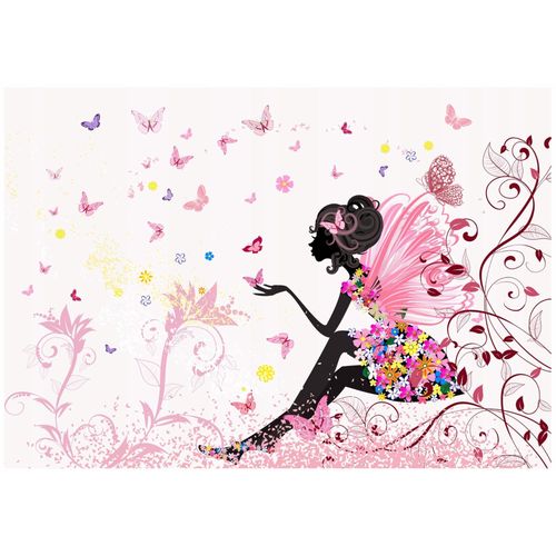 Papier Peint Enfant Fée Papillons Intissé Panoramique 250x175 cm - Colle Inclus - Chambre Enfant - Moderne Papier Peint