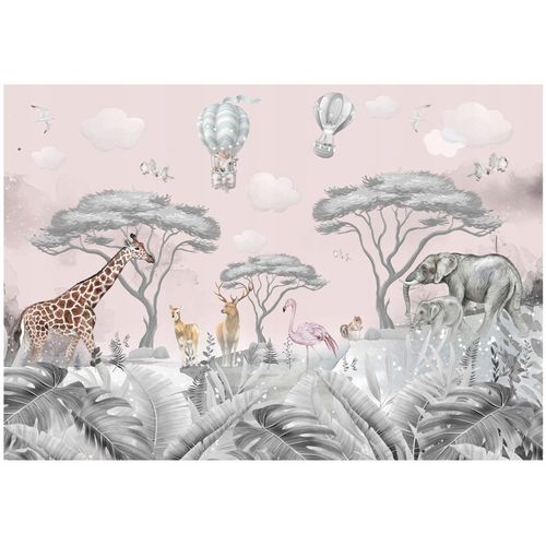 Papier Peint Enfant Animaux Jungle Intissé Panoramique 400x280 cm - Colle Inclus - Chambre Enfant - Moderne Papier Peint