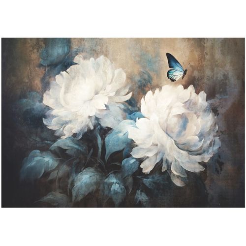 Papier Peint Panoramique Intissé Fleurs Béton 400x280 cm - Colle Inclus - Chambre et Salon - Moderne Papier Peint