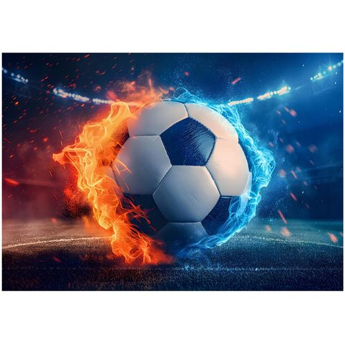 Papier Peint Enfant 3D Football Intissé Panoramique 400x280 cm - Colle Inclus - Chambre Enfant - Moderne Papier Peint
