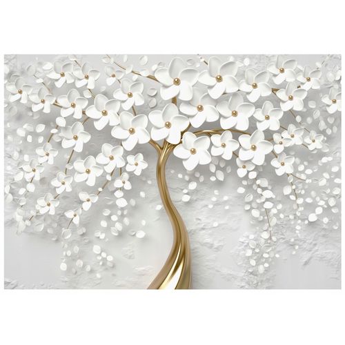 Papier Peint Panoramique Intissé Fleurs Arbre 250x175 cm - Colle Inclus - Chambre et Salon - Moderne Papier Peint