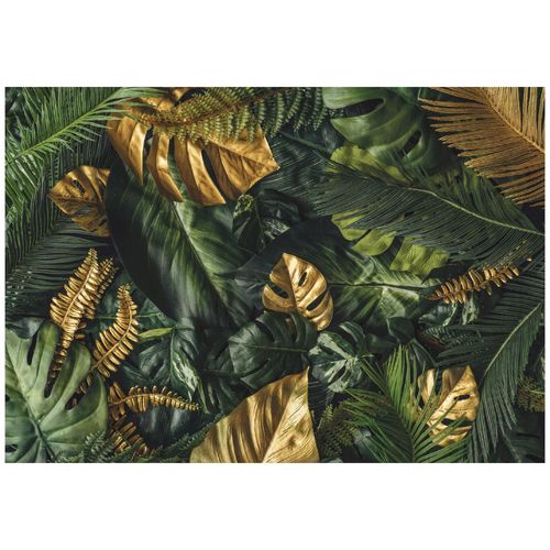 Papier Peint Panoramique Intissé Vert Feuilles 400x280 cm - Colle Inclus - Chambre et Salon - Moderne Papier Peint