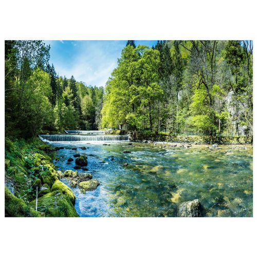 Papier Peint Panoramique Intissé Cascade Foret 350x250 cm - Colle Inclus - Chambre et Salon - Moderne Papier Peint