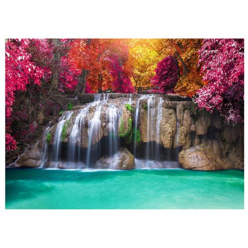 Papier Peint Panoramique Intissé Cascade Foret 400x280 cm - Colle Inclus - Chambre et Salon - Moderne Papier Peint