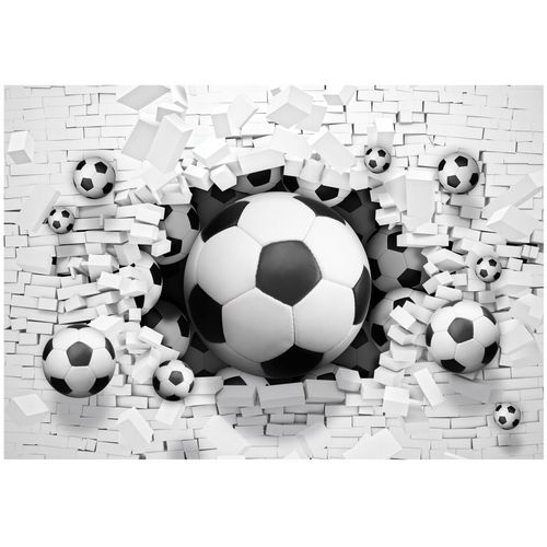 Papier Peint Enfant 3D Football Intissé Panoramique 400x280 cm - Colle Inclus - Chambre Enfant - Moderne Papier Peint
