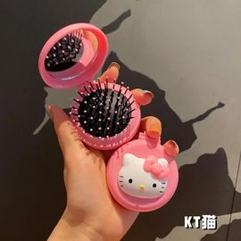 Miroir De Maquillage Portable Pour Femme, Hello Kitty, Kuromi, My Melody, Airbag Pliant, Peigne À Coussin D'air, Cadeau Pour Fille-Bonjour Kitty 