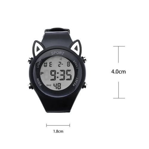 Ensemble De Montre Et Bracelet En Silicone Pour Enfants, Oreille De Chat, Multifonctionnel, Électronique, Sport, Nairobi, Orn-Black