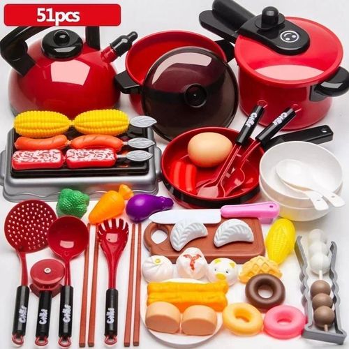 Ensemble De Jouets De Cuisine Pour Enfants, Fruits Coupés, Ustensiles De Cuisine, Simulation Éducative, Jeu De Simulation, Cuisine Pour Filles, Bébé-51pcs